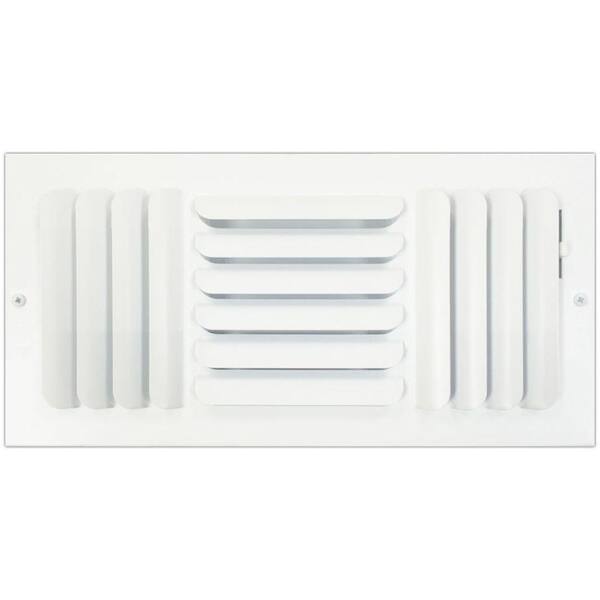 SPEEDI-GRILLE 14 in. x 6 in. Ceiling or Wall Register with Curved 3-Way Deflection, White
