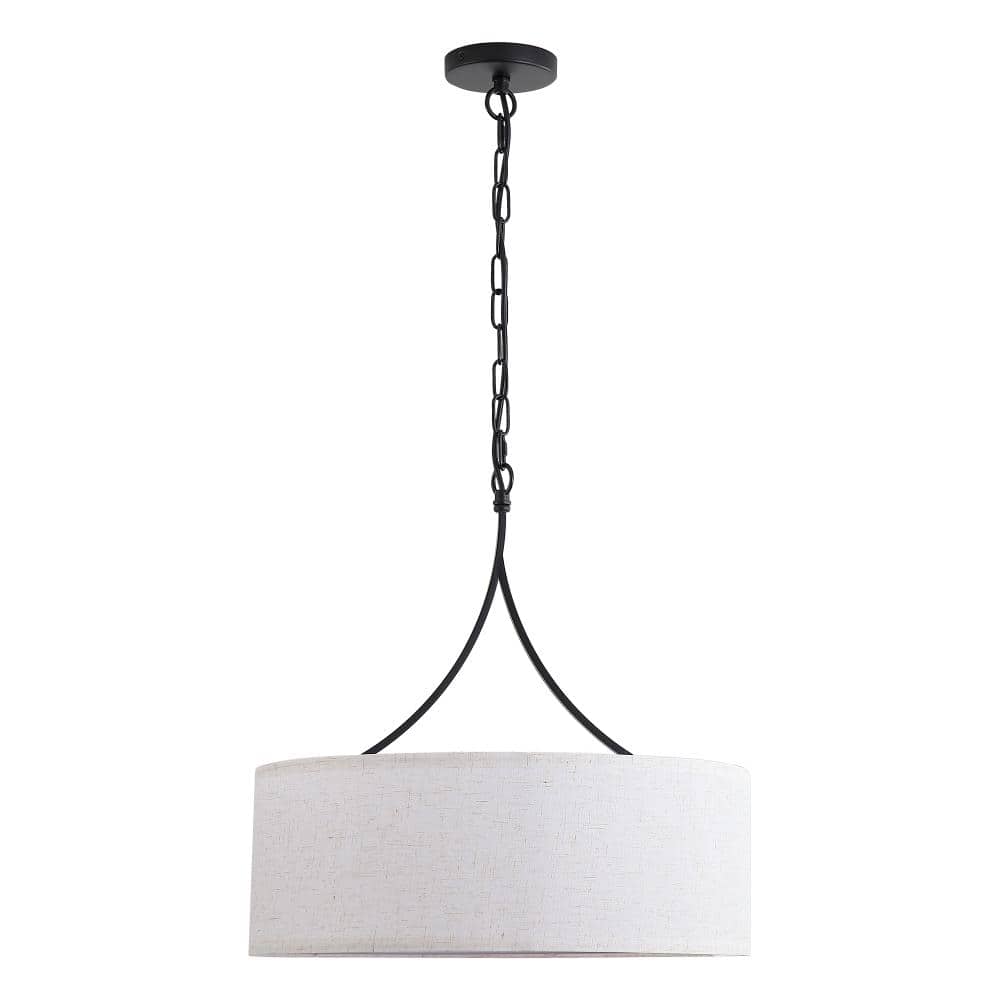 Adjustable Height 27-69 in. Black 3-Light Pendant Light with Beige Fabric Cylinder Shade, E26 Bulb Not Included price history on PriceWatchPro