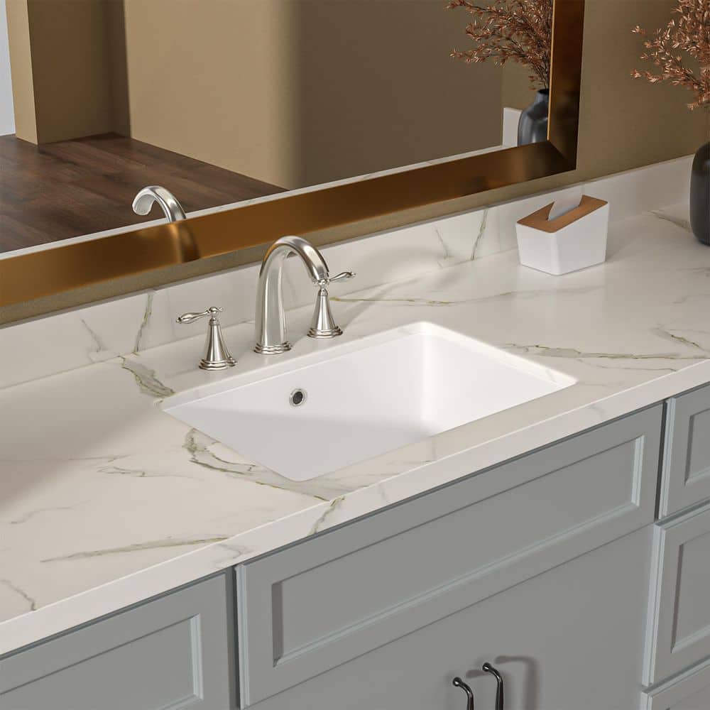 20 in. Undermount Rectangle Porcelain Vanity Bathroom Sink in White Creamic with Overflow price history on PriceWatchPro