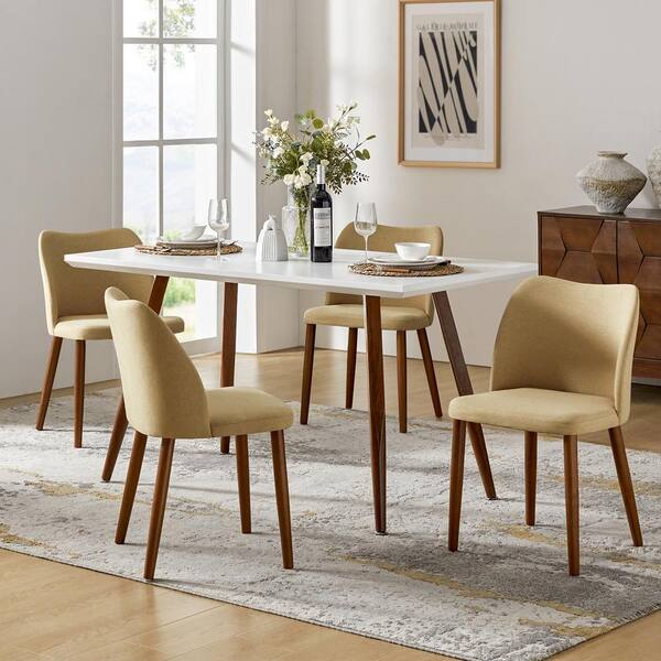 JAYDEN CREATION Eliseo Tan Upholstered Back Dining Chair With Solid 
