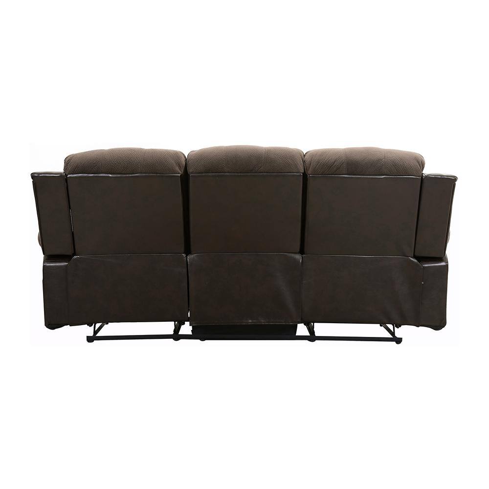 Chocolate Tufted Faux Leather Reclining Sofa with Pillow Back