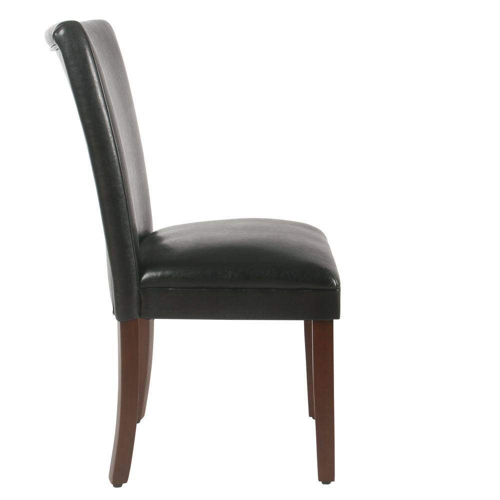 Black Faux Leather Upholstered Parsons Side Chair with Wood Legs