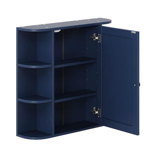 LIVACA 26 in. W x 24.75 in. H Rectangular MDF Blue Medicine