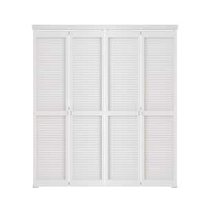 72 in x 80 in(Double 36"W Doors) Louver Bi-Fold Interior Door for Closet, MDF&PVC, White Bi-fold Door with Hardware