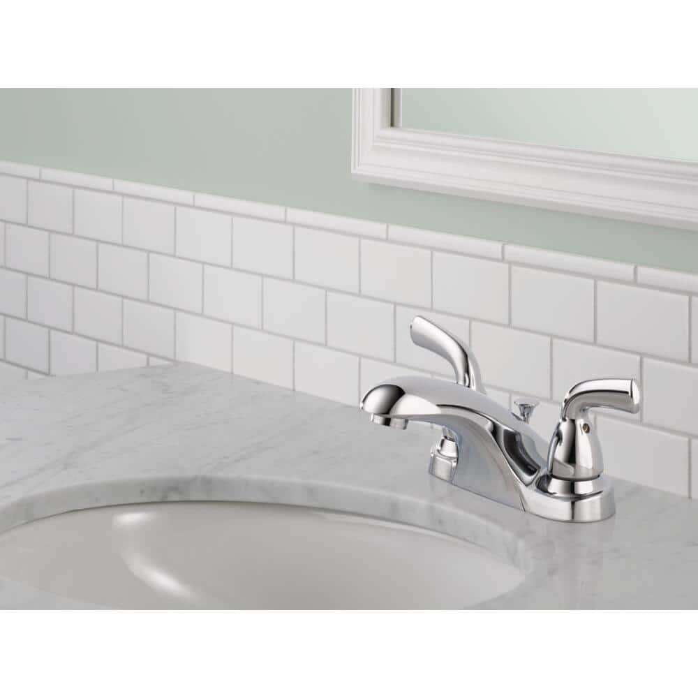 Chrome 2-Handle Centerset Bathroom Faucet with Drain Assembly