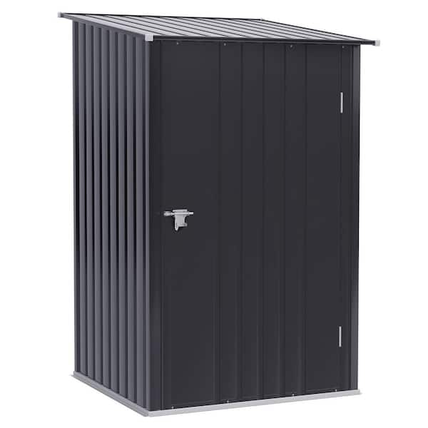 Sudzendf 3.3 ft. W x 3.4 ft. D Outdoor Storage Shed, Dark Gray Galvanized Metal Utility Garden Tool House (11.22 sq. ft.)