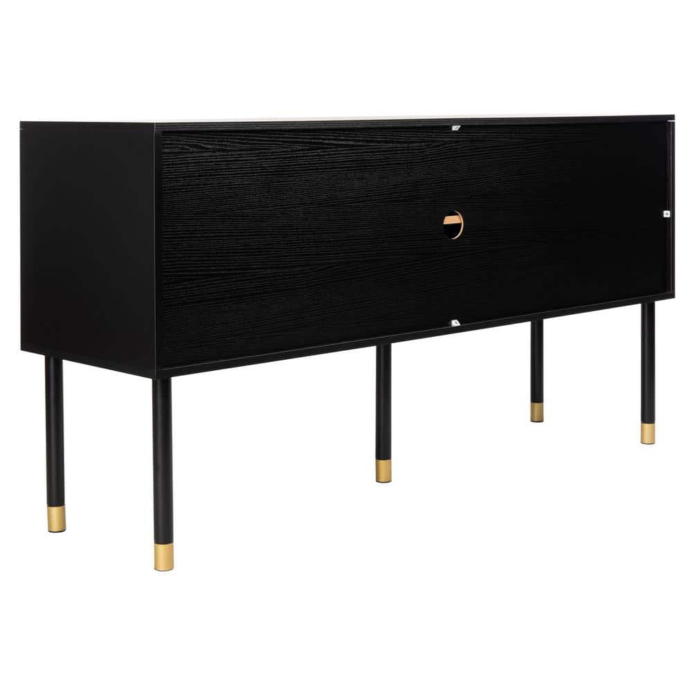 Retro Flair Black and White Media Console with Brass Caps, 55"