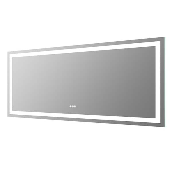BWE 72 in. W x 32 in. H Rectangular Frameless LED Light Anti-Fog Wall Bathroom Vanity Mirror Super Bright