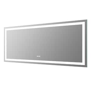 72 in. W x 32 in. H Rectangular Frameless LED Light Anti-Fog Wall Bathroom Vanity Mirror Super Bright