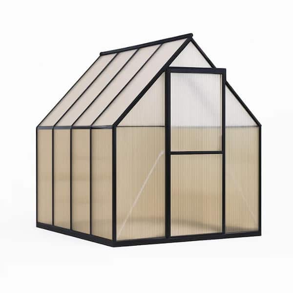 6 ft. x 7 ft. Aluminum-Framed Polycarbonate Greenhouse, Heavy Duty Greenhouse With Quick Setup Structure and Roof Vent