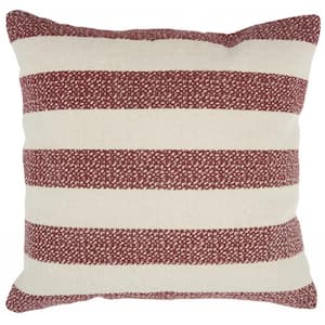 Jordan Red Striped Cotton 20 in. x 20 in. Throw Pillow