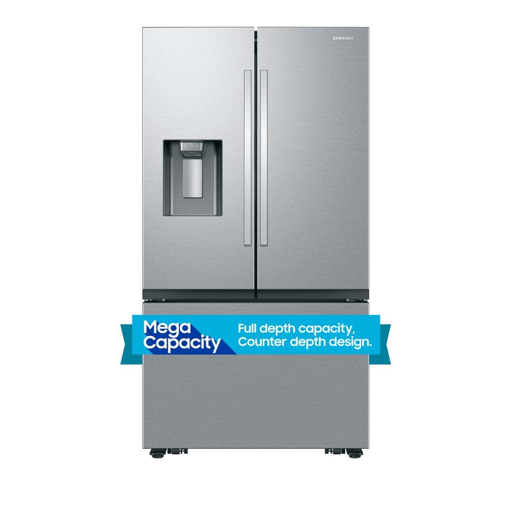 Samsung 26 cu. ft. Mega Capacity Counter Depth 3-Door French Door Refrigerator with Four Types of Ice in Stainless Steel, Silver