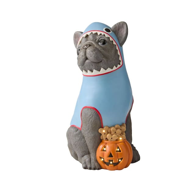 2.5 ft Halloween Classics Hand-Painted LED Gray Frenchie in Shark Greeter