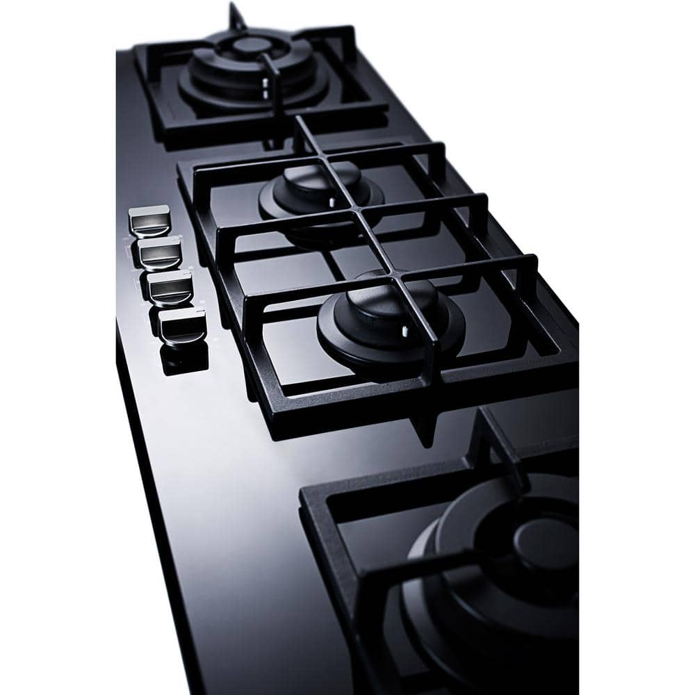 Summit 43'' Black Tempered Glass 4-Burner Gas Cooktop