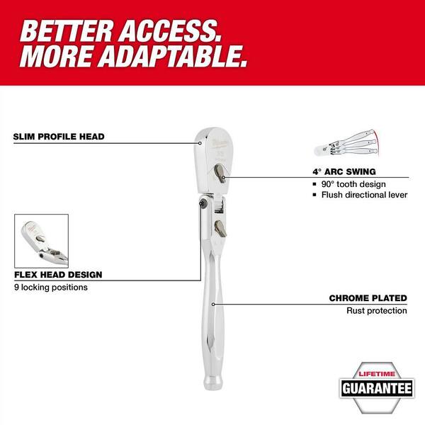 3/8 in. Drive 12 in. Flex Head Ratchet with 3/8 in. Drive Extension Set (5-Piece)