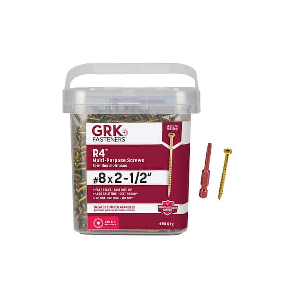 GRK Fasteners #8 x 2-1/2 in. Star Drive Bugle Round Head R4 Multipurpose Framing and Decking Screws (650-Pack)