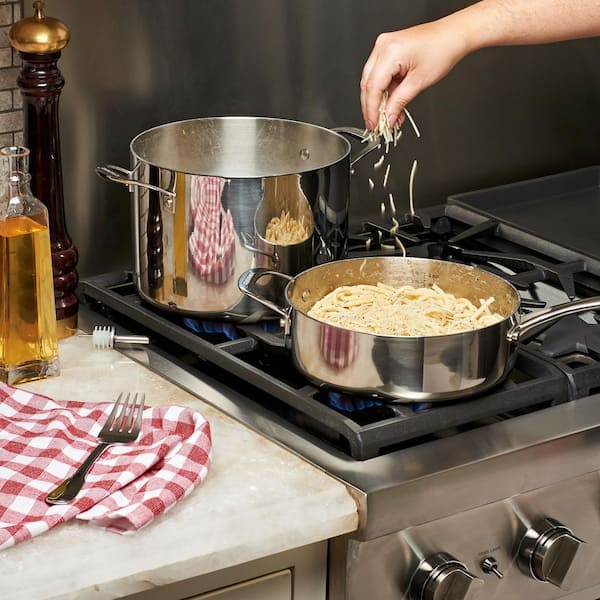 Set of 3 stainless steel fry pans with removable handle - Silver