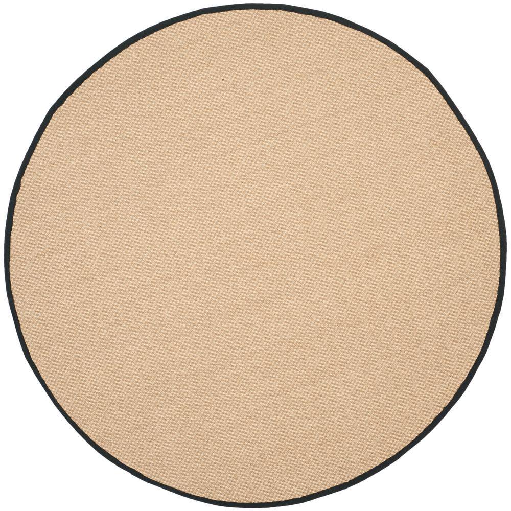 SAFAVIEH Natural Fiber Maize/Black 6 ft. x 6 ft. Round Border Area Rug