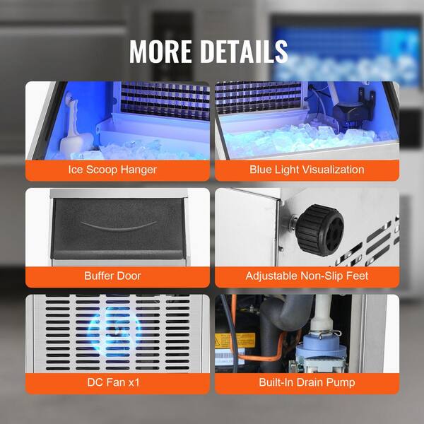 thumbnail image 2 of 330lbs/24H Commercial Ice Maker - Freestanding Cube Ice Machine With 88LB Storage 2 of 4