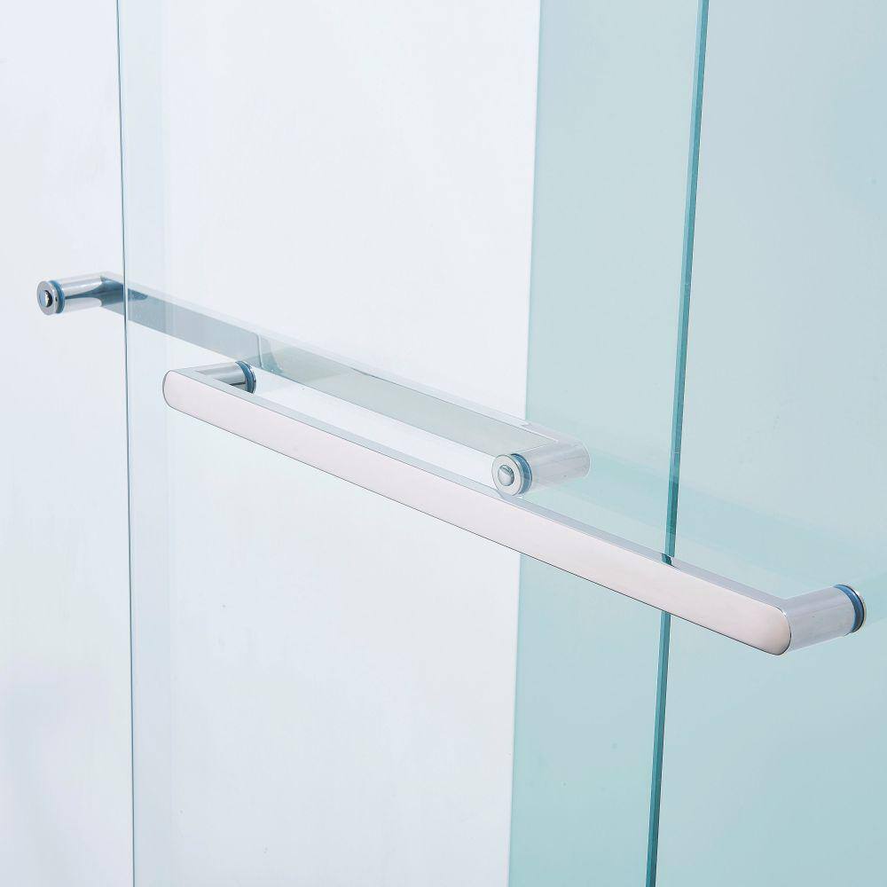 Chrome Aluminum Double Sliding Shower Door with Clear Tempered Glass