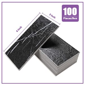 100-Packs Black 5.9 in. x 3 in. x 0.12 in. PVC Peel and Stick Backsplash (12 Sq. Ft./Case)