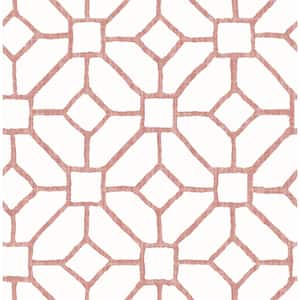 Addis Red Coral Trellis Matte Non Woven Wallpaper Roll