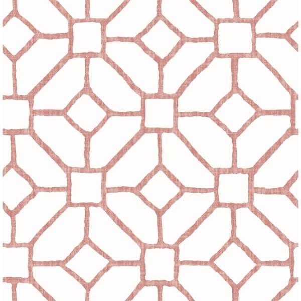 A-Street Prints Addis Red Coral Trellis Matte Non Woven Wallpaper Sample