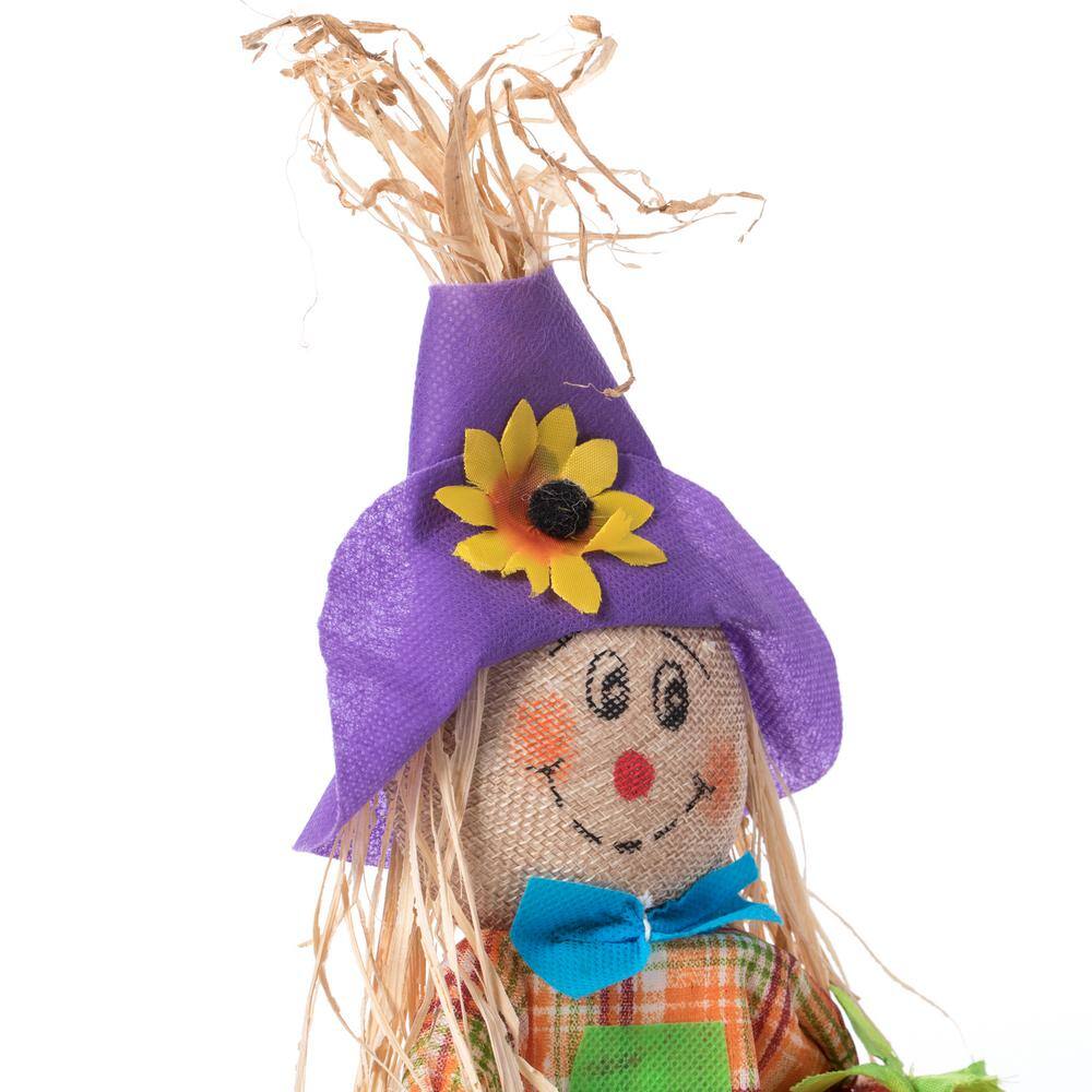 Multicolor Fabric and Hay Trio Scarecrows for Halloween and Fall Decor