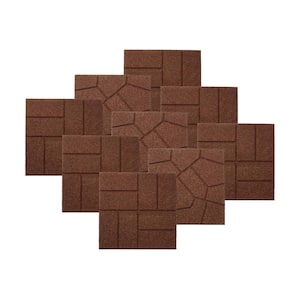 16 in. x 16 in. Brown Dual-Sided Rubber Paver (9-Pack)