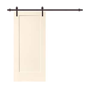 30 in. x 80 in. 1-Panel Beige Stained Composite MDF Interior Sliding Barn Door with Hardware Kit