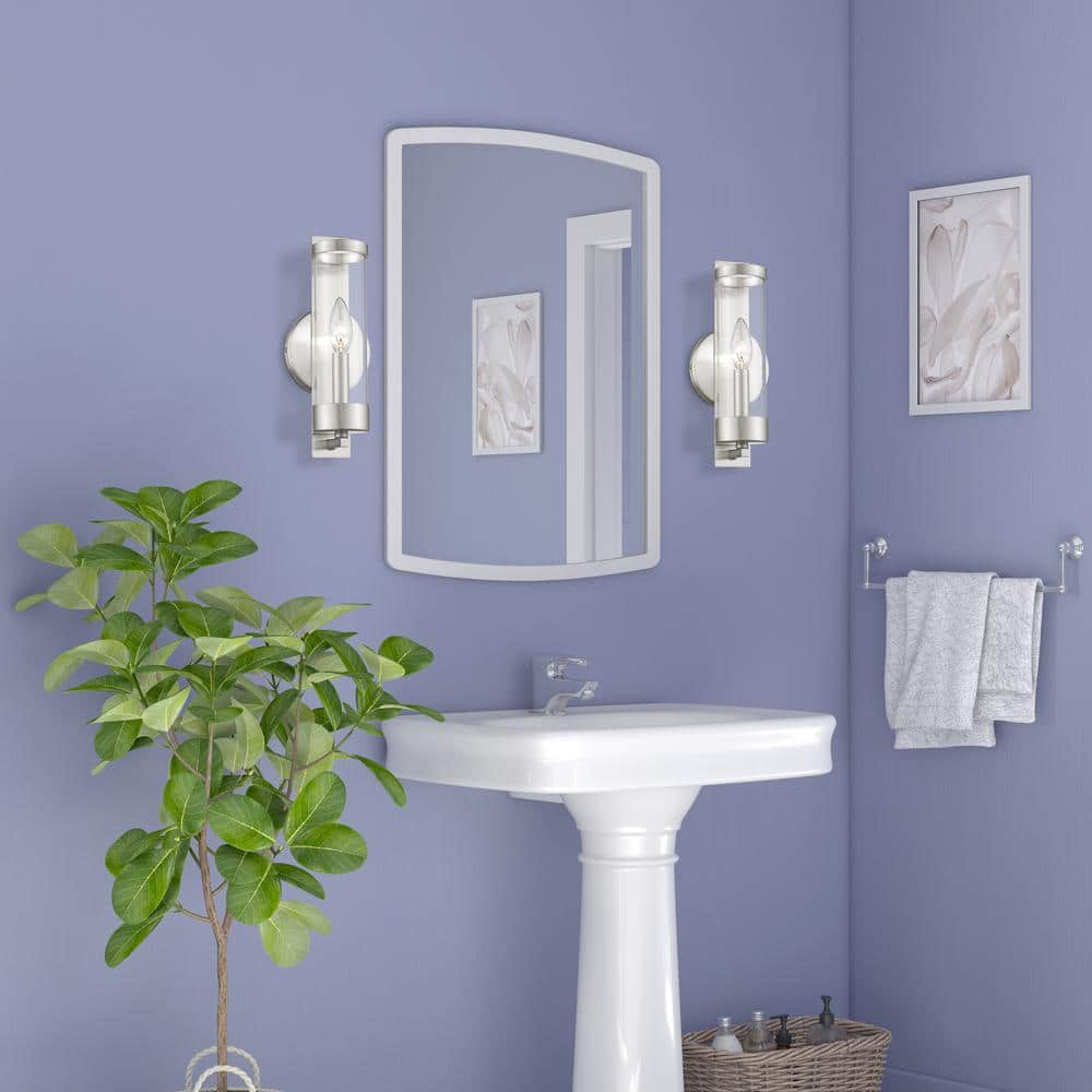 Sleek Brushed Nickel Dimmable Wall Sconce with Clear Glass