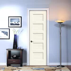 24 in. x 80 in. Conmore French Vanilla Paint Smooth Solid Core Molded Composite Single Prehung Interior Door