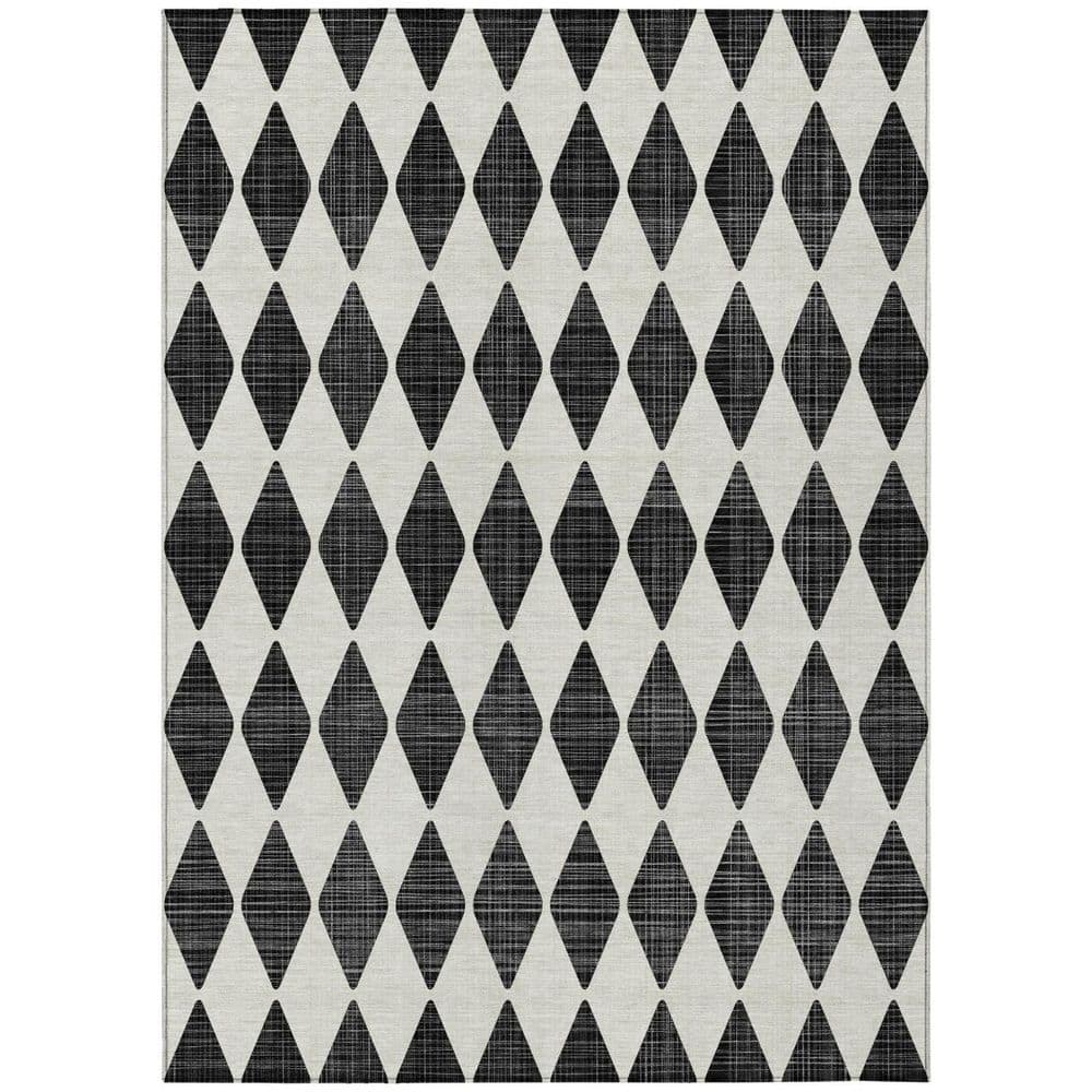 Black 9 ft. x 12 ft. Woven Geometric Polyester Rectangle Indoor / Outdoor Area Rug price history on PriceWatchPro