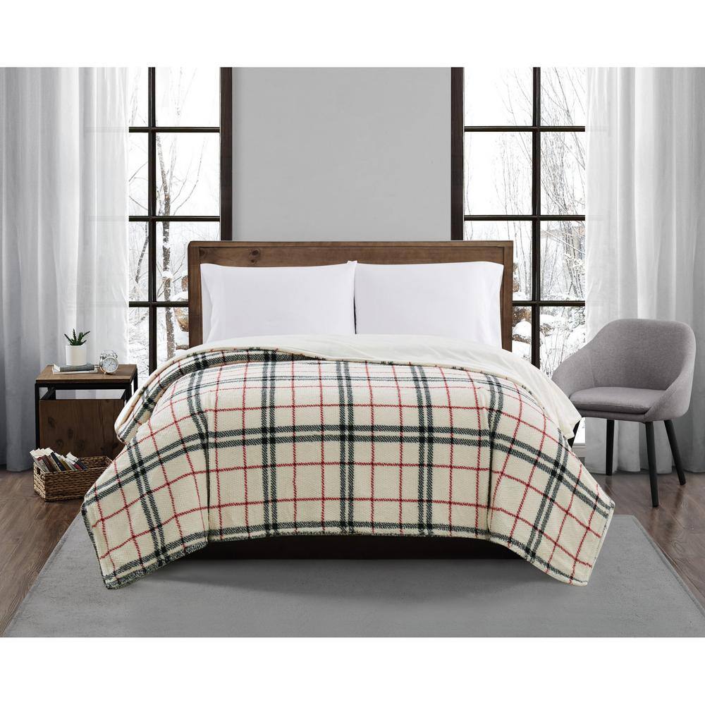London Fog Popcorn Plaid Plush Black 