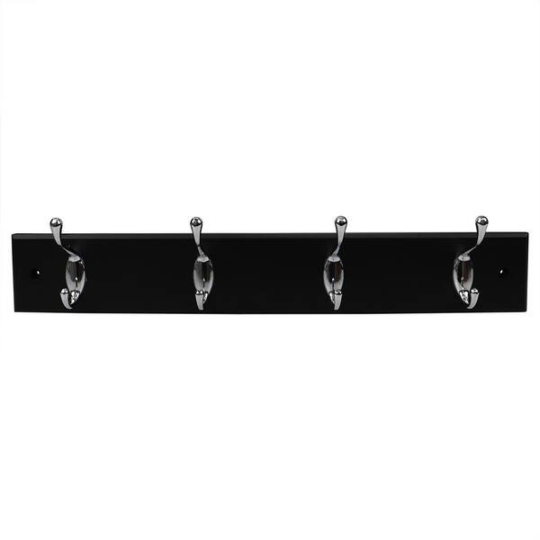 Home Basics 17.75 in. L Black 4 Double Hooks Wall Mounted Hanging Rack