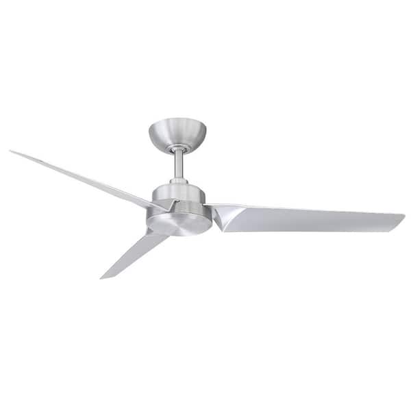 Modern Forms Roboto 52 in. Indoor/Outdoor Brushed Aluminum 3-Blade Smart Ceiling Fan with Remote Control