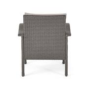 Kanihan Grey 5-Piece Faux Rattan Patio Fire Pit Seating Set with Light Grey Cushions