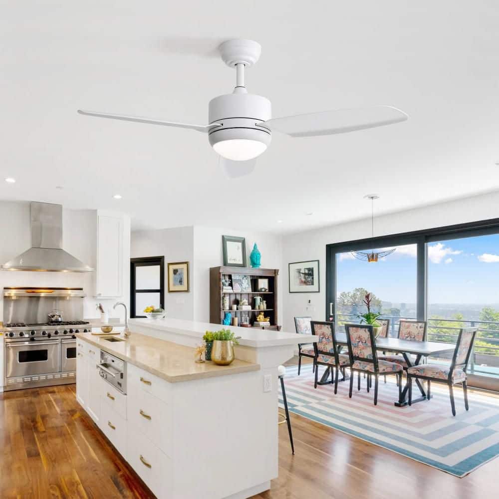 46 in. White Minimalist Ceiling Fans with Lights and Remote Control, 3 Blades Ceiling Fan for Bedroom Dining Areas price history on PriceWatchPro