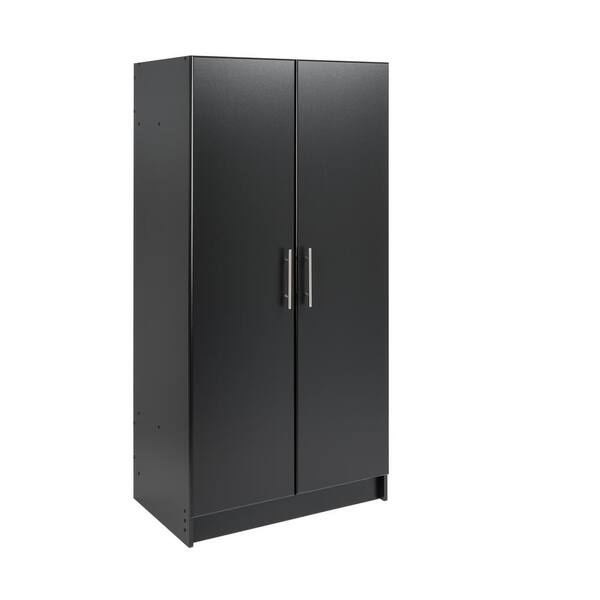 Freestanding Wardrobe Black Metal with Natural Wood - Brightroom™