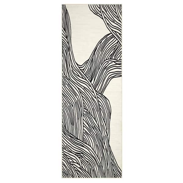 Garvee Black/ White 2*6ft Modern Abstract Rug Washable Carpet Living Room Carpet Soft Non-slip Imitation Cashmere Rug