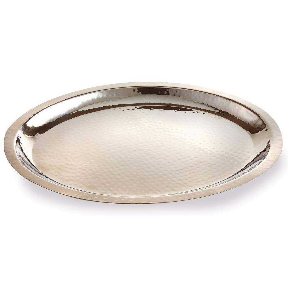 Elegance Hammered Stainless Steel Oval Tray-72310 - The Home Depot