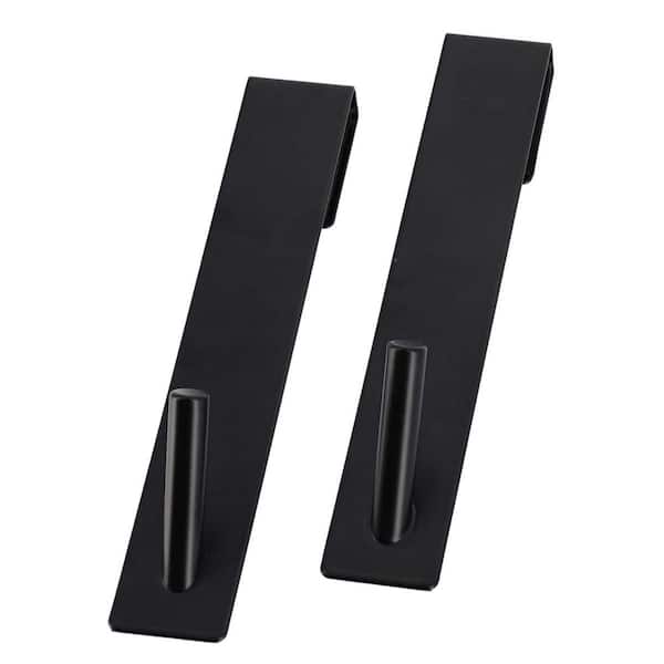 Modern J-Hook Over the Shower Glass Robe/Towel Hooks (Set of 2) in Black