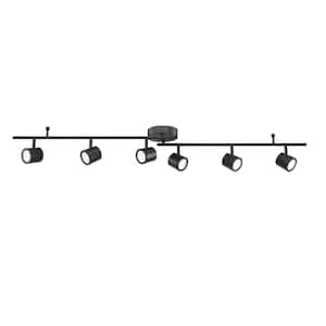 4.33 ft. 6-Light Black Integrated LED Track Lighting Kit with Adjustable Bar and 6-Rotating Track Heads