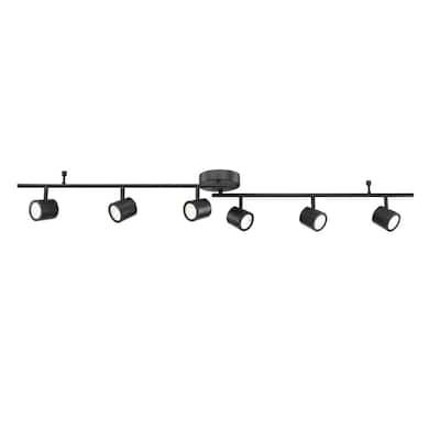 4.33 ft. 6-Light Black Integrated LED Track Lighting Kit with Adjustable Bar and 6-Rotating Track Heads