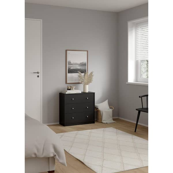 Tvilum Portland 3-Drawer Black Chest 7033286 - The Home Depot