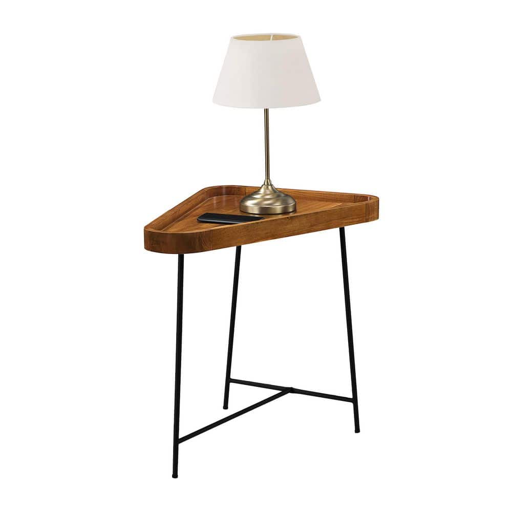 Lunar 27 in. Acacia Driftwood/Black Triangle Wedge MDF End Table - thumbnail 2