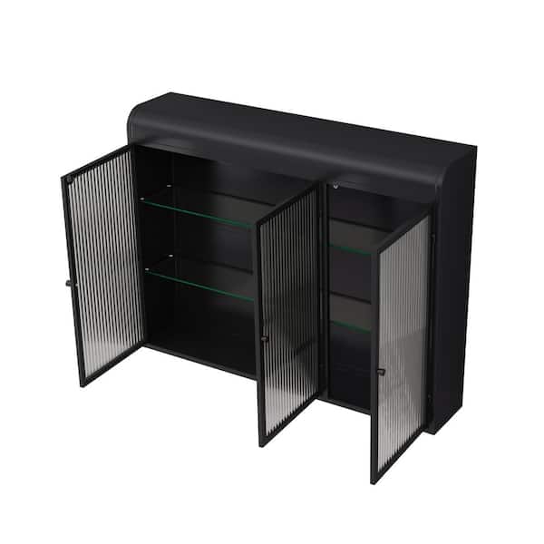 35.45 in. W x 7.87 in. D x 27.55 in. H Bathroom Black Linen Cabinet
