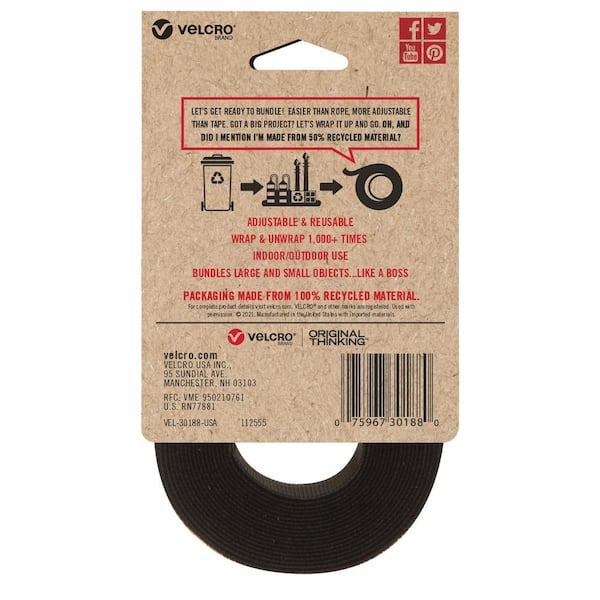 Velcro Industrial Strength Tape - 2-inch x 1-foot - Black - Craft Warehouse