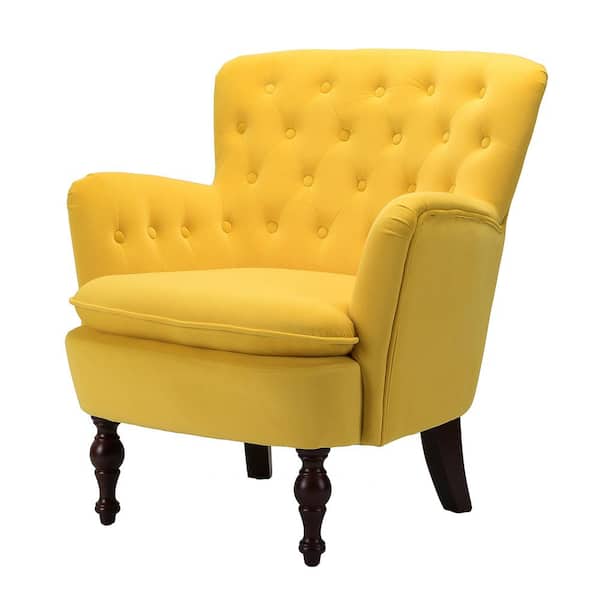 JAYDEN CREATION Isabella Yellow Tufted Accent Chair