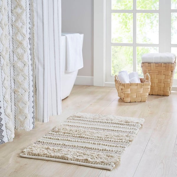 INK+IVY Asher 20 in. x 32 in. Natural Woven Texture Stripe Bath Rug